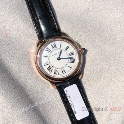 High Quality Replica CARTIER RONDE LOUIS Black Imported Crocodile Leather Strap Silver Sandblasted Face Dial Rose Gold Case Watch 29mm